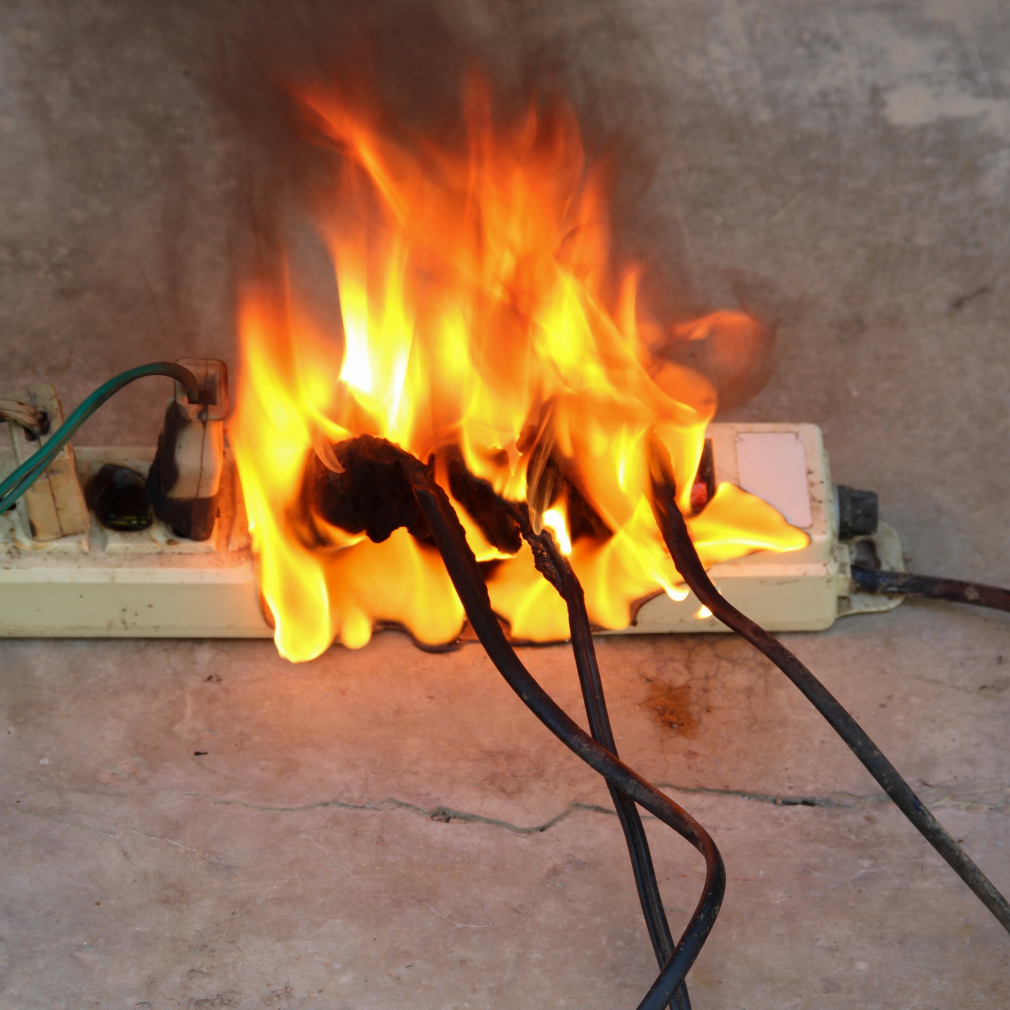 photo of burning electric appliance 